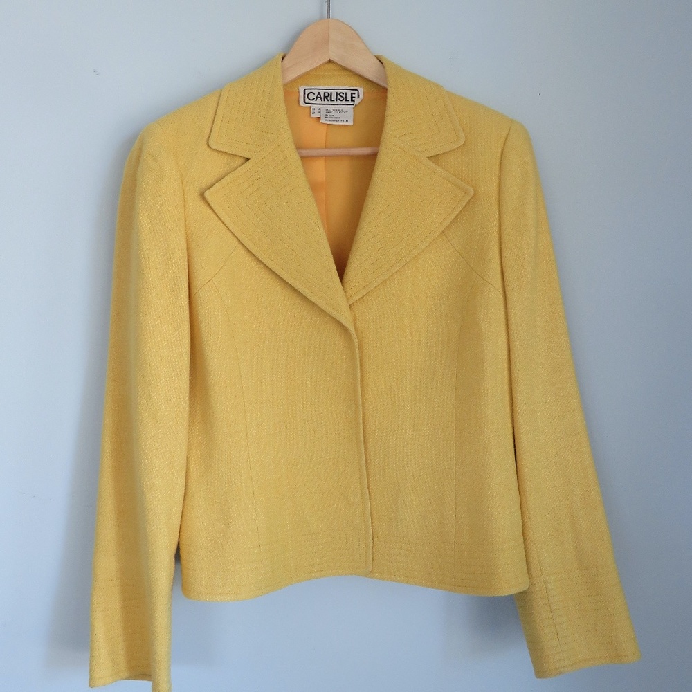 ❦ CARLISLE Vintage Yellow Tweed Blazer ❦